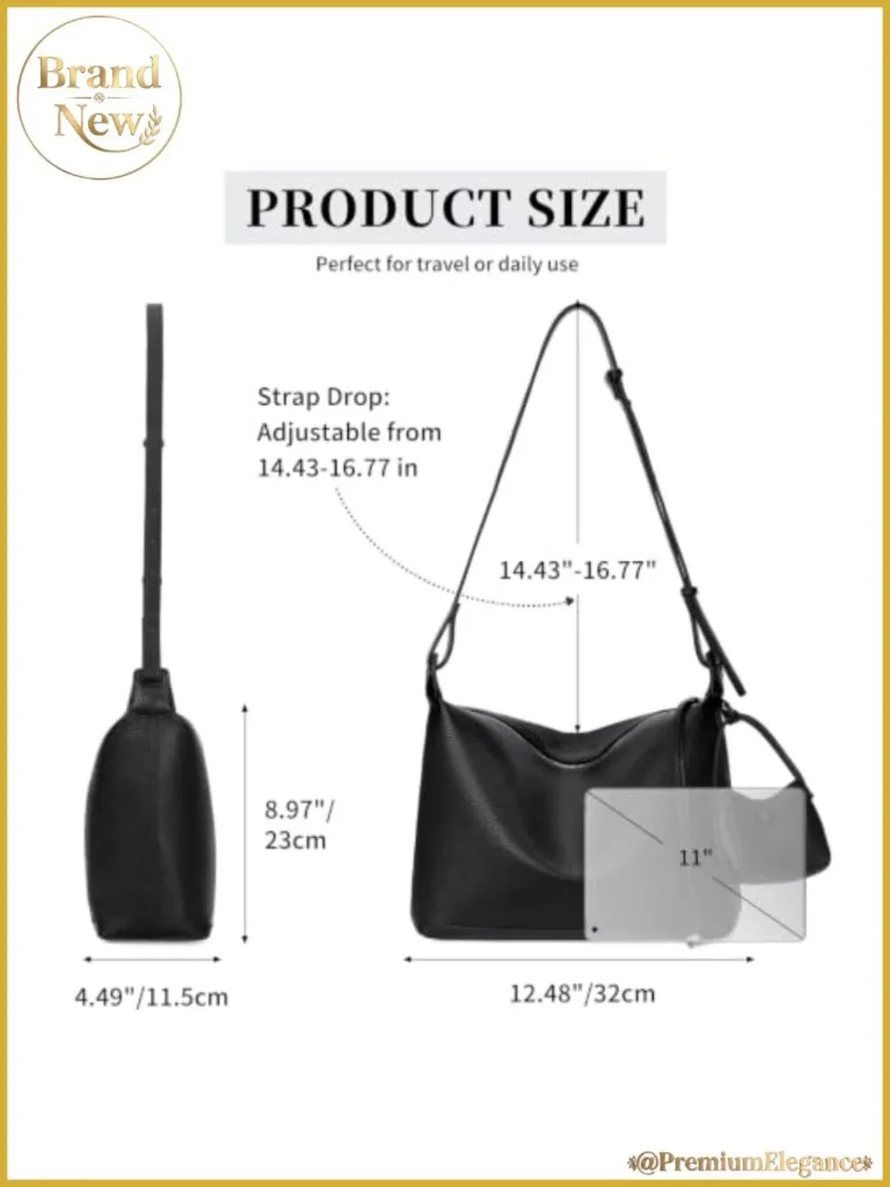 Vegan Leather Hobo Bag for Women Tote Shoulder Crossbody Purse with Detachable